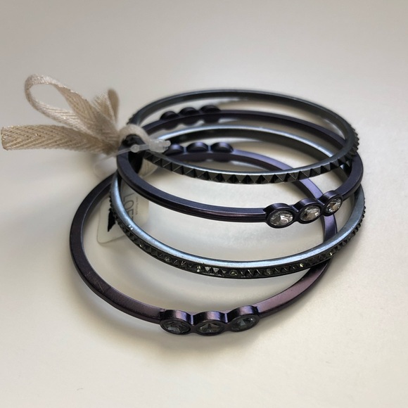LOFT Jewelry - Ann Taylor LOFT Stacked Purple Gunmetal Bangle Set